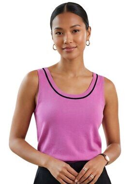 St. John Santana Knit Wild Orchid Tank Quiet Luxury Sweater Size L